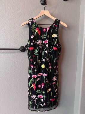NWT Sam Edelman Black Floral Embroidered Sheath Dress Size 8